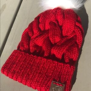Long Trail Really Red hand-knit winter beanie hat